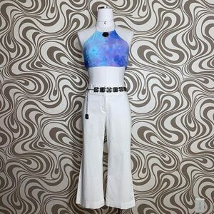 Style & Co. Textured Flare White Pants Women's Size 8, 30" Western Boho Bootcut